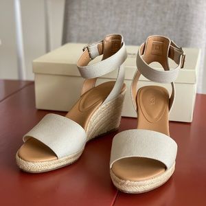 Never worn J. Crew tan wedge sandals.